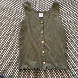 Olive green tank top with buttons